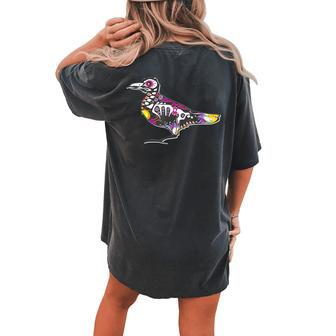Scary Crow Sugar Skull Skeleton T Floral Bird Xray Women's Oversized Comfort T-Shirt Back Print | Mazezy