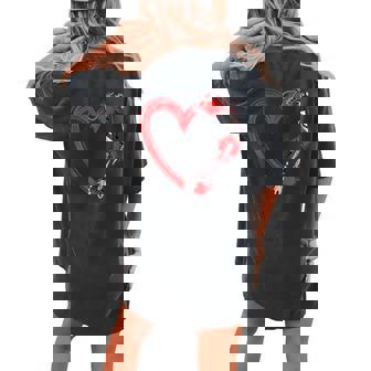 Scary Horror Movie Chain Saw Knife Heart Blood Horror Movies Scary Women's Oversized Comfort T-shirt Back Print | Mazezy