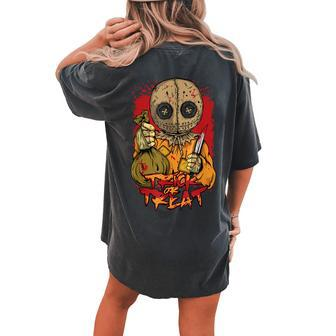 Scary Trick Treat Halloween Horror Ghost Costume For Party Halloween Women's Oversized Comfort T-shirt Back Print | Mazezy