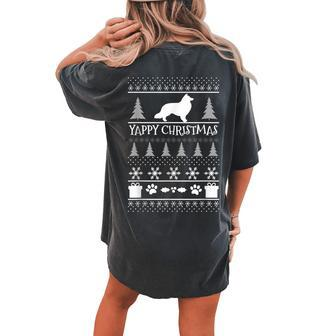 Sheltie Ugly Christmas Sweater Yappy Christmas Sheltie Lover Women's Oversized Comfort T-shirt Back Print - Monsterry DE