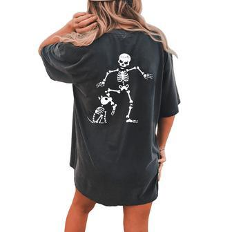 Skeleton And Dog Halloween Costume Skull Women's Oversized Comfort T-shirt Back Print - Seseable