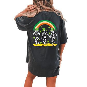Skeleton Griddy Dance Irish Rainbow St Patricks Day Women's Oversized Comfort T-Shirt Back Print | Mazezy