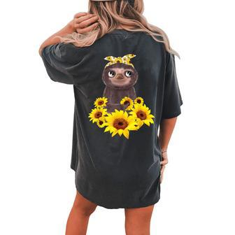 Sloth Sunflower Lover For Men Woman Women's Oversized Comfort T-Shirt Back Print | Mazezy