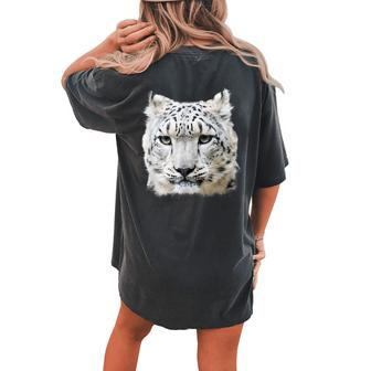 Snow Leopard Big Cat Women's Oversized Comfort T-Shirt Back Print | Mazezy