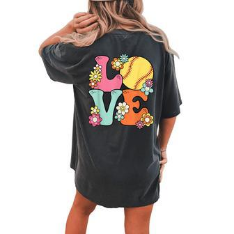 Softball Love Cute Softball Lover Ns Girls Women's Oversized Comfort T-shirt Back Print - Monsterry