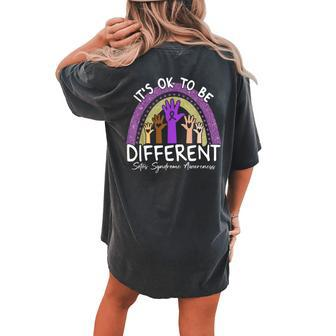 Sotos Syndrome Awareness Yellow & Purple Rainbow Hands Women's Oversized Comfort T-shirt Back Print - Monsterry AU