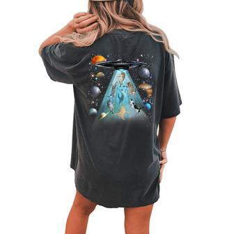 Space Cat Galaxy Cat For Cat Dad Cat Mom Cat Lover Women's Oversized Comfort T-Shirt Back Print | Mazezy CA