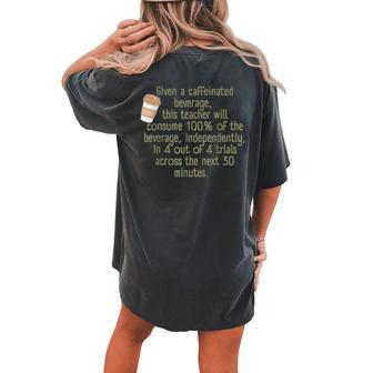 Sped Teacher Special Education Given A Caffeinated Beverage Women's Oversized Comfort T-shirt Back Print - Monsterry AU