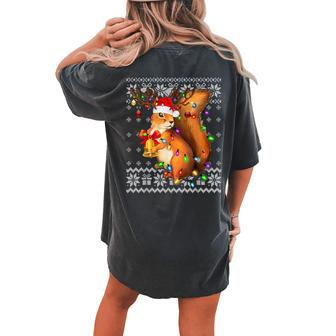 Squirrel Christmas Ugly Christmas Sweater Women's Oversized Comfort T-shirt Back Print | Mazezy