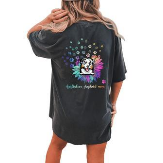 Sunflower Australian Shepherd Mom Tie Dye Dog Lover Women's Oversized Comfort T-Shirt Back Print | Mazezy