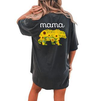 Sunflower Bear Flowers Mama Floral Print Women's Oversized Comfort T-Shirt Back Print | Mazezy