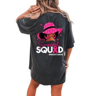 Support Squad Black Breast Cancer Awareness Pink Queen Women's Oversized Comfort T-shirt Back Print | Mazezy