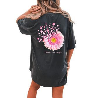 Teacher Rose Daisy Flower Teach Love Inspire Teaching Women's Oversized Comfort T-Shirt Back Print | Mazezy