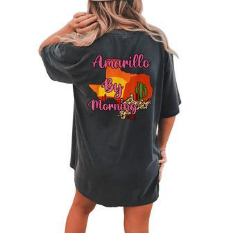 Texas Cactus Amarillo By Morning Leopard Cowgirl Rodeo Women's Oversized Comfort T-Shirt Back Print | Mazezy