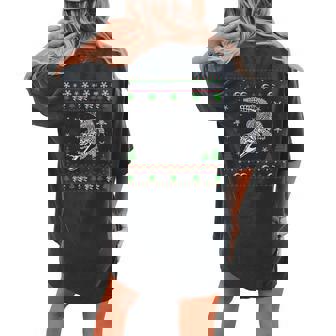 Ugly Christmas Sweater For Alligator Lovers Ugly Women's Oversized Comfort T-shirt Back Print | Mazezy