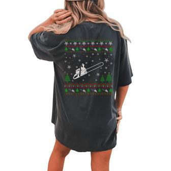 Ugly Christmas Sweater For Chainsaw Lovers Ugly Women's Oversized Comfort T-shirt Back Print - Seseable