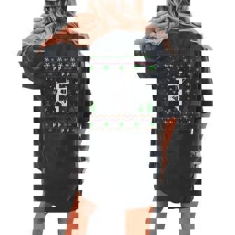 Ugly Christmas Sweater For Lineman Ugly Women's Oversized Comfort T-shirt Back Print | Mazezy