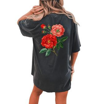 Vintage Botanical Aesthetic Rose Flower Men Women Girls Women's Oversized Comfort T-Shirt Back Print | Mazezy