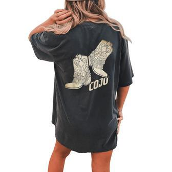 Vintage Cojo Cowboys Boots Western Texas Cowgirl Howdy Women's Oversized Comfort T-Shirt Back Print | Mazezy