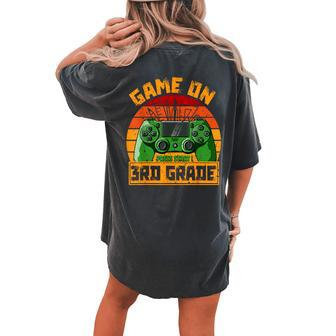 Vintage Game On 3Rd Grade First Day Gamer Boy Back To School Women's Oversized Comfort T-shirt Back Print | Mazezy