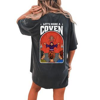 Vintage Horror Let's Make A Coven Vintage Horror Horror Women's Oversized Comfort T-shirt Back Print | Mazezy