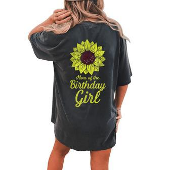 Vintage Sunflower Mom Of The Birthday Girl Mother Bday Party Women's Oversized Comfort T-Shirt Back Print | Mazezy