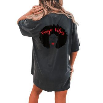 Virgo Vibes Afro Queen Red Lip Zodiac Astrology Women's Oversized Comfort T-Shirt Back Print | Mazezy