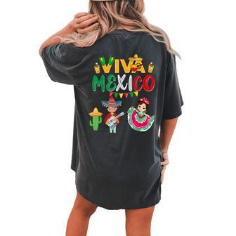 Viva Mexico Boy Girl Maracas Mexican Independence Women's Oversized Comfort T-shirt Back Print - Seseable