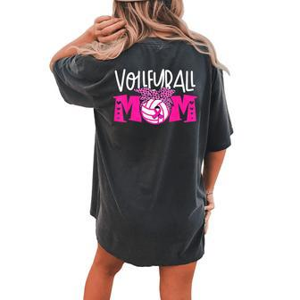 Volleyball Mom Pink Ribbon Breast Cancer Awareness Fighters Women's Oversized Comfort T-shirt Back Print - Seseable