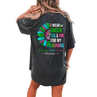 I Wear Green Teal & Pink For My Grandma Cancer Awareness Women's Oversized Comfort T-shirt Back Print | Mazezy