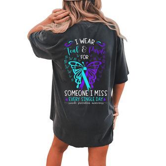 I Wear Teal And Purple Suicide Awareness Butterfly Support Women's Oversized Comfort T-shirt Back Print - Monsterry AU