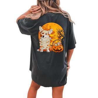 Welsh Corgi Mummy Dog Lover Cute Halloween Candy Basket Women's Oversized Comfort T-shirt Back Print