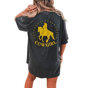 Western Girls Cow Girl Horse Riding Rodeo Howdy Cowgirl Women's Oversized Comfort T-Shirt Back Print | Mazezy