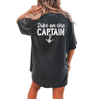 Wife Dibs On The Captain Captain Wife Retro Women's Oversized Comfort T-shirt Back Print - Seseable