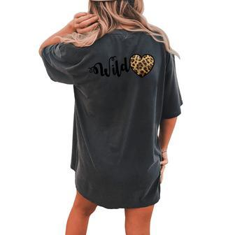 Wild Leopard Print Bengal Cat Heart Women's Oversized Comfort T-Shirt Back Print | Mazezy