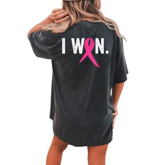 I Won Breast Cancer Awareness Support Pink Ribbon Women's Oversized Comfort T-shirt Back Print - Seseable