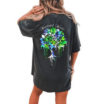 Wonderful World Boho Tree 60S 70S Retro Groovy Hippy Vibes Women's Oversized Comfort T-Shirt Back Print | Mazezy
