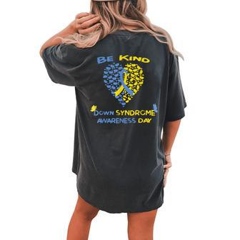World Down Syndrome Day Awareness We Wear Blue And Yellow Women's Oversized Comfort T-Shirt Back Print | Mazezy