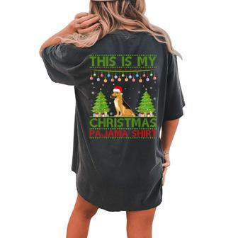 Xmas Ugly Sweater Style German Shepherd Dog Christmas Pajama Women's Oversized Comfort T-shirt Back Print | Mazezy