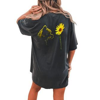 Yorkipoo Sunflower Women's Oversized Comfort T-Shirt Back Print | Mazezy