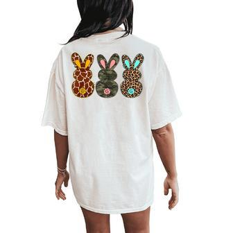 3 Bunnies Camouflage Leopard Bunny Happy Easter Day Women's Oversized Comfort T-Shirt Back Print | Mazezy