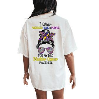 5Wdl I Wear Marigold Blue Purple For Dad Bladder Cancer Women's Oversized Comfort T-Shirt Back Print | Mazezy