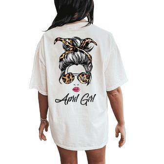 April Girl Classy Mom Life With Leopard Pattern Shades For Women Women's Oversized Comfort T-Shirt Back Print | Mazezy