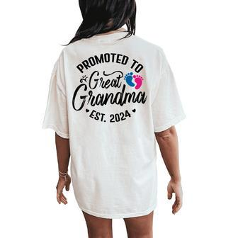 Baby Announcement Promoted To Great Grandma 2024 Women's Oversized Graphic Back Print Comfort T-shirt - Thegiftio UK