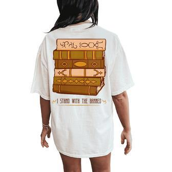 Im With The Banned Books I Read Banned Books Lovers Library Women's Oversized Comfort T-Shirt Back Print | Mazezy