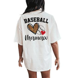 Baseball Mamaw Leopard Heart Women's Oversized Comfort T-Shirt Back Print | Mazezy