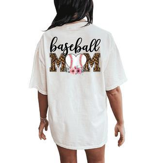 Baseball Mom Leopard Print Cheetah Pattern Mother Mum Women's Oversized Comfort T-Shirt Back Print | Mazezy
