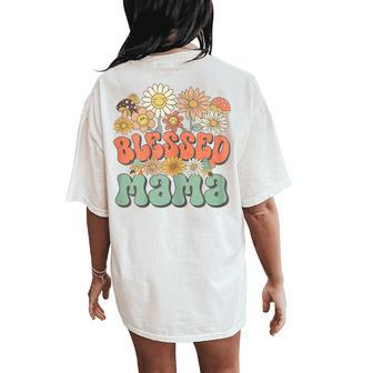 Blessed Mama Groovy Hippie Retro Daisy Flower Women's Oversized Comfort T-Shirt Back Print | Mazezy