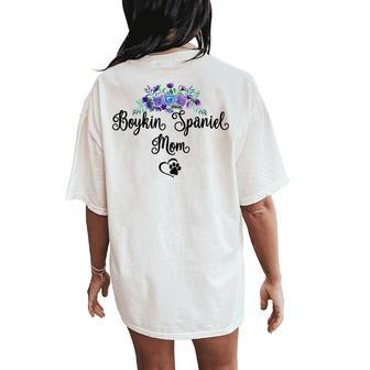 Boykin Spaniel Dog Mom Floral Women's Oversized Comfort T-Shirt Back Print | Mazezy