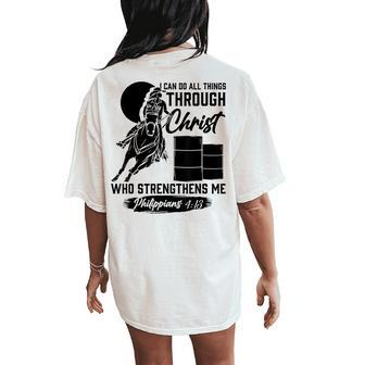 Cowgirl Barrel Racing For Girls And Kids Women's Oversized Comfort T-Shirt Back Print | Mazezy